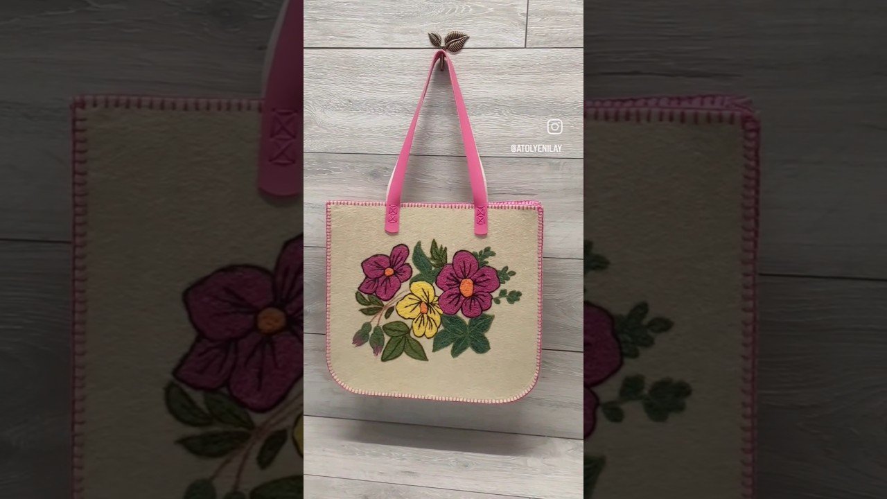 Çiçek Desenli Keçe Çanta