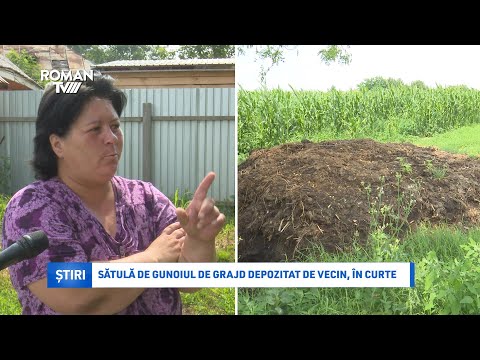 Sătulă de gunoiul de grajd depozitat de vecin, în curte