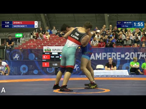 1/8 GR - 84 kg: S. AYDIN (TUR) df. T. VAZIRZADE (AZE) by VPO1, 5-3