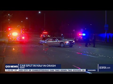 Crash splits car in half