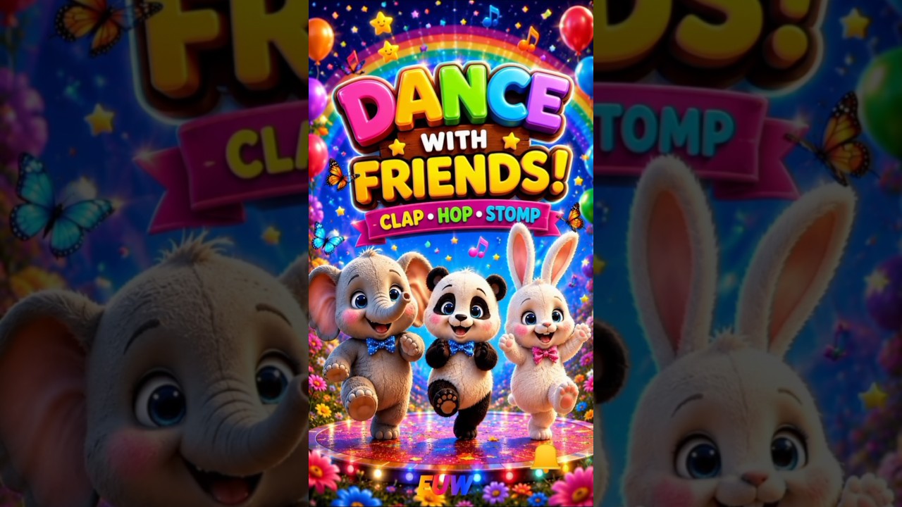 🐘🐼🐰 Stomp, Clap & Hop! 3 🎵 | Elephant, Panda & Bunny Dance | Kids Song #shorts #friends #friendship