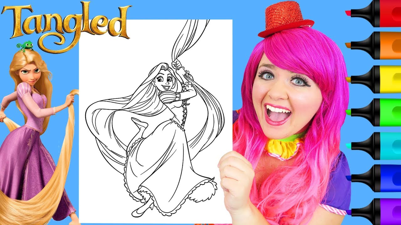 Coloring Rapunzel Long Hair Disney Tangled Coloring Page Prismacolor Markers | KiMMi THE CLOWN