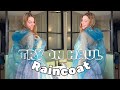 4K Raincoat Try On Blue Raincoat Over A Cute Skirt Outfit