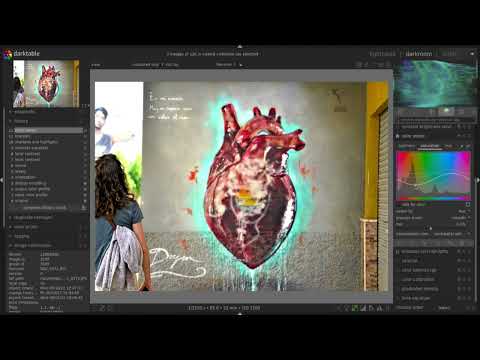 Darktable post-processing of a heart street graffiti art