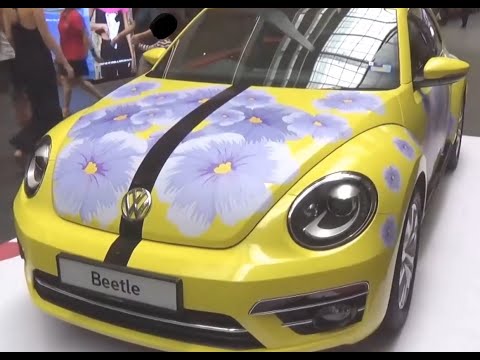 Volkswagen Beetle 1.2 TSI Sport 2019 with Purple Flower & Black Stripes & Yellow Color Car