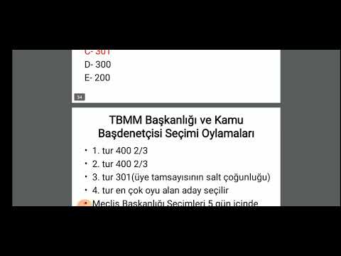 Vatandaşlık ve Anayasa soru çözümleri 10. soru TBMM Başkanlık Seçimi