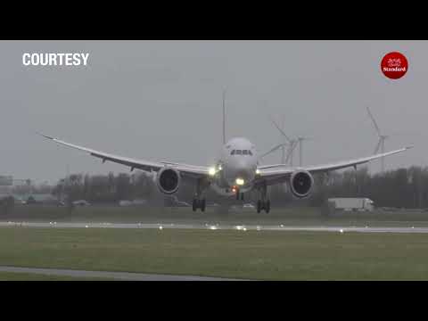 KQ pilots Cpt. Ruth Karauri and Clive Nyachieo skillfully land planes in Europe amidst Storm Eunice