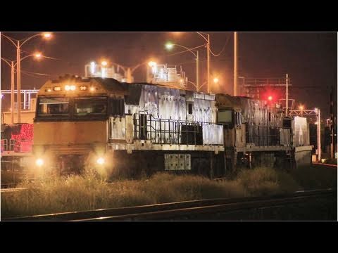 Freight Train departs Dynon at night - Container trains, Railways & Railroads