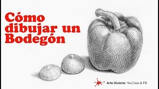 Cómo dibujar un bodegón - Naturaleza muerta - Pimentón y cebollas