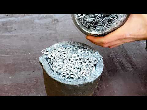 Massive Aluminum Pull Tab Melt - Melting Pop Tabs into Ingots like BigstackD