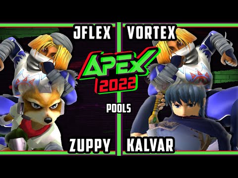 Apex 2022 - Jflex & Zuppy Vs. Kalvar & Vortex - SSBM Melee Tournament