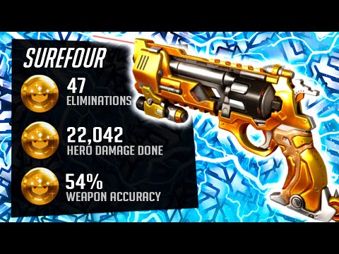 Surefour OP McCree (Cassidy) Gameplay - 47 elims! [ Overwatch Season 33 Top 500 ]