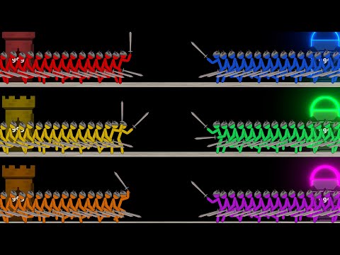 Stickman 3x3 Team Battle War - Future Ages vs Medieval Age Battle Fight