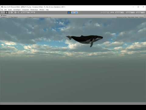 クジラが大空を泳いでいる動画