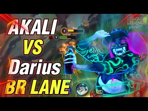 AKALI Wild Rift Gameplay | Akali Baron Lane | Akali vs Darius