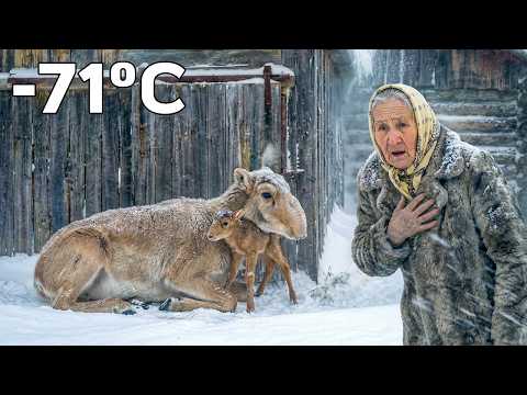 Old Woman Saves a Freezing Saiga Mother at −71°C Siberia