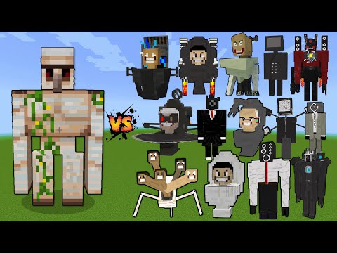 Iron Golem vs All Skibidi Toilets, All Cameraman, Speakerman, TV man & G-Man in Minecraft