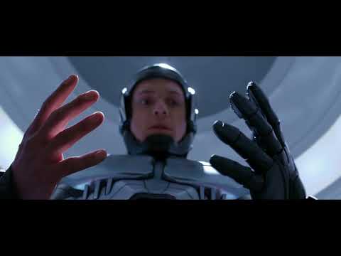 RoboCop (2014) official trailer still showing the black armor reveal with LED visor online