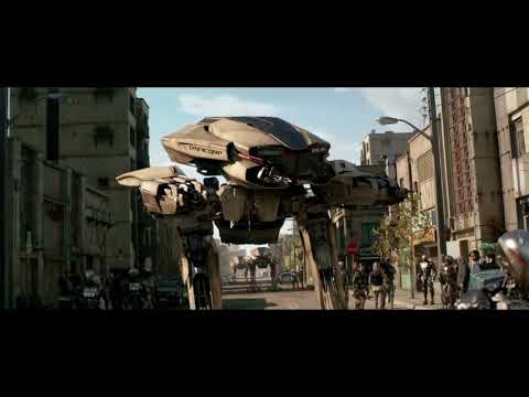 RoboCop 2014 trailer montage of training floor firefight while Mattox blares music over the PA