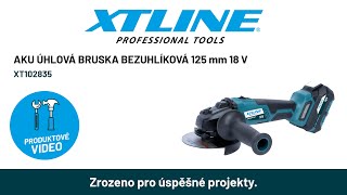 Set - Aku úhlová bruska bezuhlíková 18 V, 125 mm, 2x baterie 5.0 Ah, nabíječka 3.5 A, box XTLINE XT102835-2B5B