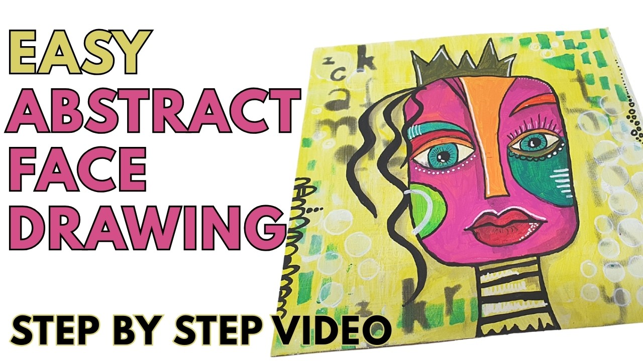 Easy Abstract Face Drawing - Step by Step lesson for Beginners l Draw a Simple Face