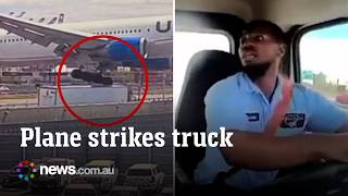 Dashcam captures moment plane strikes truck on New Jersey highway