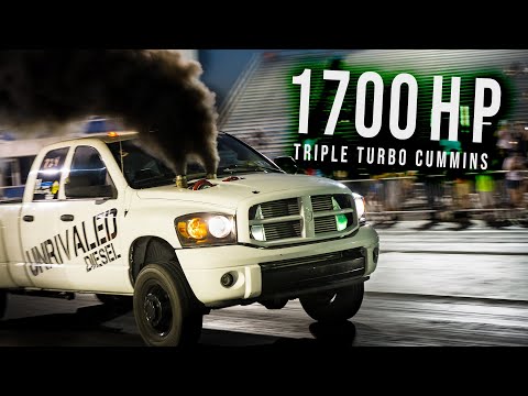 Triple Turbo Cummins Dually vs 2020 Mustang GT500 Drag Race! [4k]