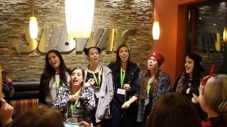 Cimorelli singing &quot;I Got You&quot; at Subway in Frankfurt
