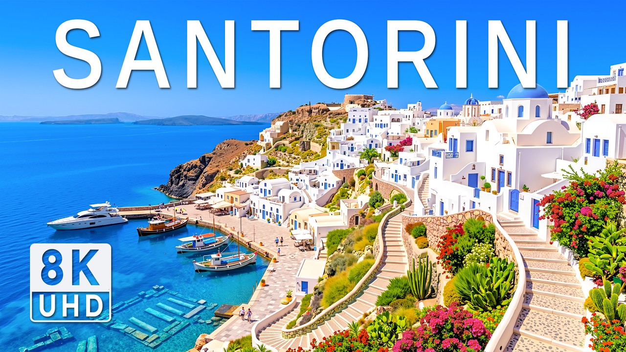 Santorini 8K Drone Footage | Cliffside Villages, Crystal Waters & Aegean Bliss UHD