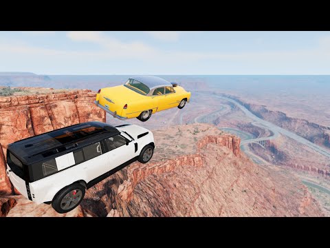 Crazy Vehicle Epic High Speed Jumps In Canyon & Jumps Through Brick Wall - BeamNG.drive Crazy Jumps