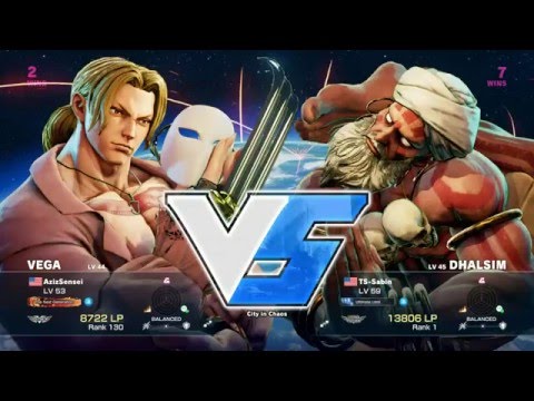SF5 Ranked Netplay - AzizSensei (Vega) vs TS Sabin (Dhalsim) [720p/60fps]