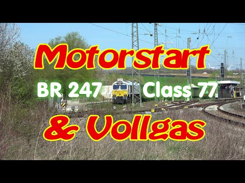 ECR 077 015-1 Euro Cargo Rail Class 77 Motor Start u. Vollgas in Steinach bei Rothenburg ob d.Tauber