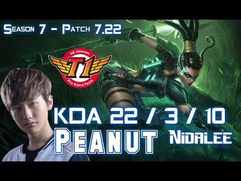 SKT T1 Peanut NIDALEE vs LEE SIN Jungle - Patch 7.22 KR Ranked