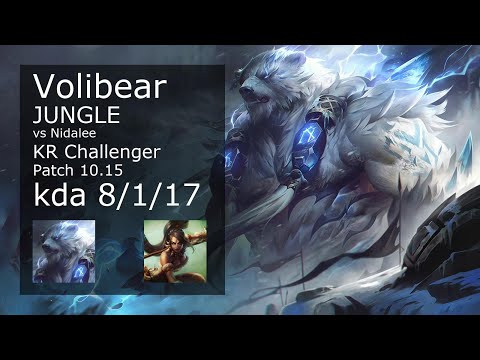 Volibear Jungle vs Nidalee - KR Challenger 8/1/17 Patch 10.15 Gameplay // [롤] 볼리베어 vs 니달리 정글