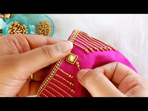 New and Unique Aariwork Sleeve design with normal needle #aariwork #maggamwork #aari #blousedesign