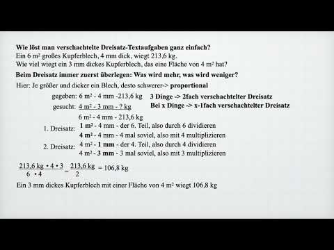 Doppelter Dreisatz ganz einfach gelöst Textaufgabe