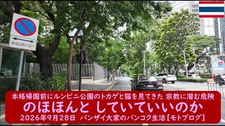 本格帰国前にルンピニ公園のトカゲと猫を見てきた 宗教に潜む危険【のほほんと していていいのか】2026年9月28日 バンザイ大家のバンコク生活【モトブログ】