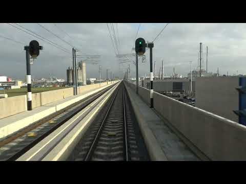 Cab ride train; Rotterdam; Maasvlakte West W-Waalhaven Z (via Theemsweg-tracé) (20220201; 5x)