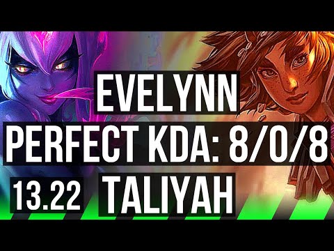 EVELYNN vs TALIYAH (JNG) | 8/0/8, 2600+ games, 1.4M mastery, Legendary | KR Master | 13.22