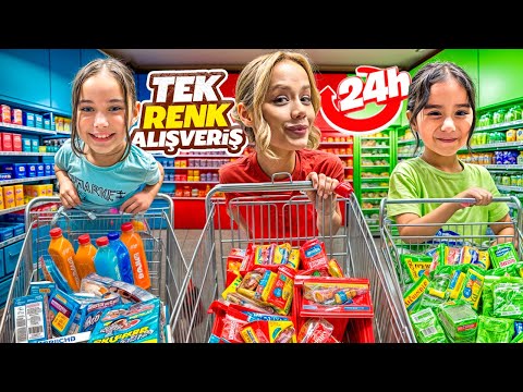 24 SAAT BOYUNCA TEK RENK CHALLENGE 🌈 | Elif Sinem Gamze Karta Öykü Karta