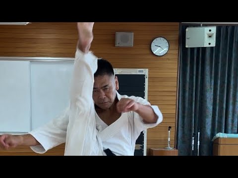 極真会‼️師範のバランスを崩しても出来る回し蹴り‼️後ろ回し蹴り‼️