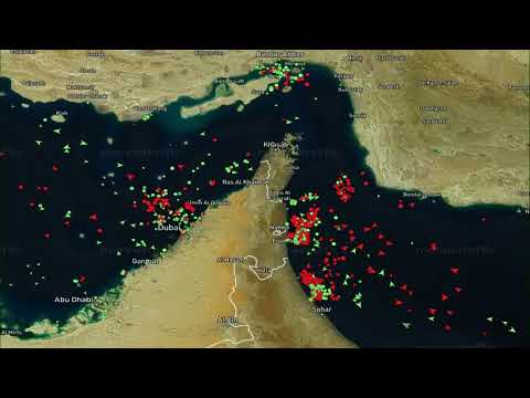 Vessel tracker showing traffic in Strait of Hormuz