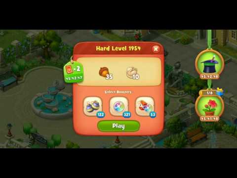 Gardenscapes Level 1954 Walkthrough "No Boosters Used"