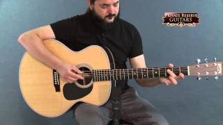 Video thumbnail for Martin Grand J-28LSE Baritone Acoustic-Electric Guitar Natural by Musician's Friend