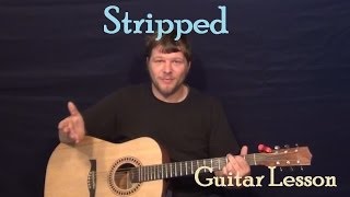 Stripped (Depeche Mode) Easy Guitar Lesson How to Play Tutorial Capo 4th