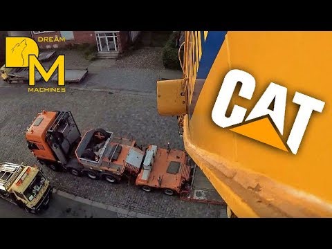 Loading & Transporting CATERPILLAR 345C demolition excavator on site Actioncam DREAM MACHINES