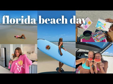 florida beach day🌞: my perfect summer day, surfing, pub subs, watercolor painting etc!!