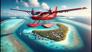 A Maldives Seaplane Flight Soaring above a Paradise Island