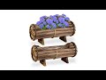 Blumenkasten Holz 2er Set Braun - Holzwerkstoff - Kunststoff - 40 x 18 x 14 cm