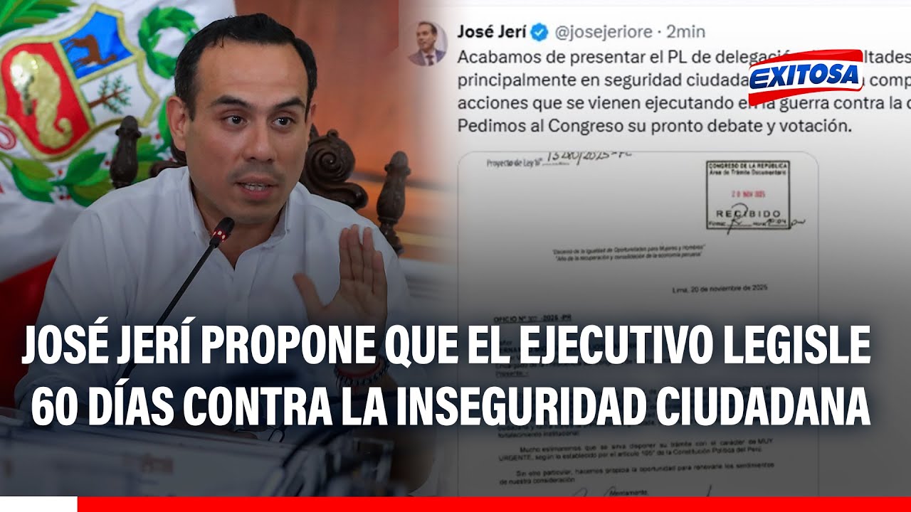 🔴🔵 José Jerí propone que el Ejecutivo legisle 60 días contra la inseguridad ciudadana.
